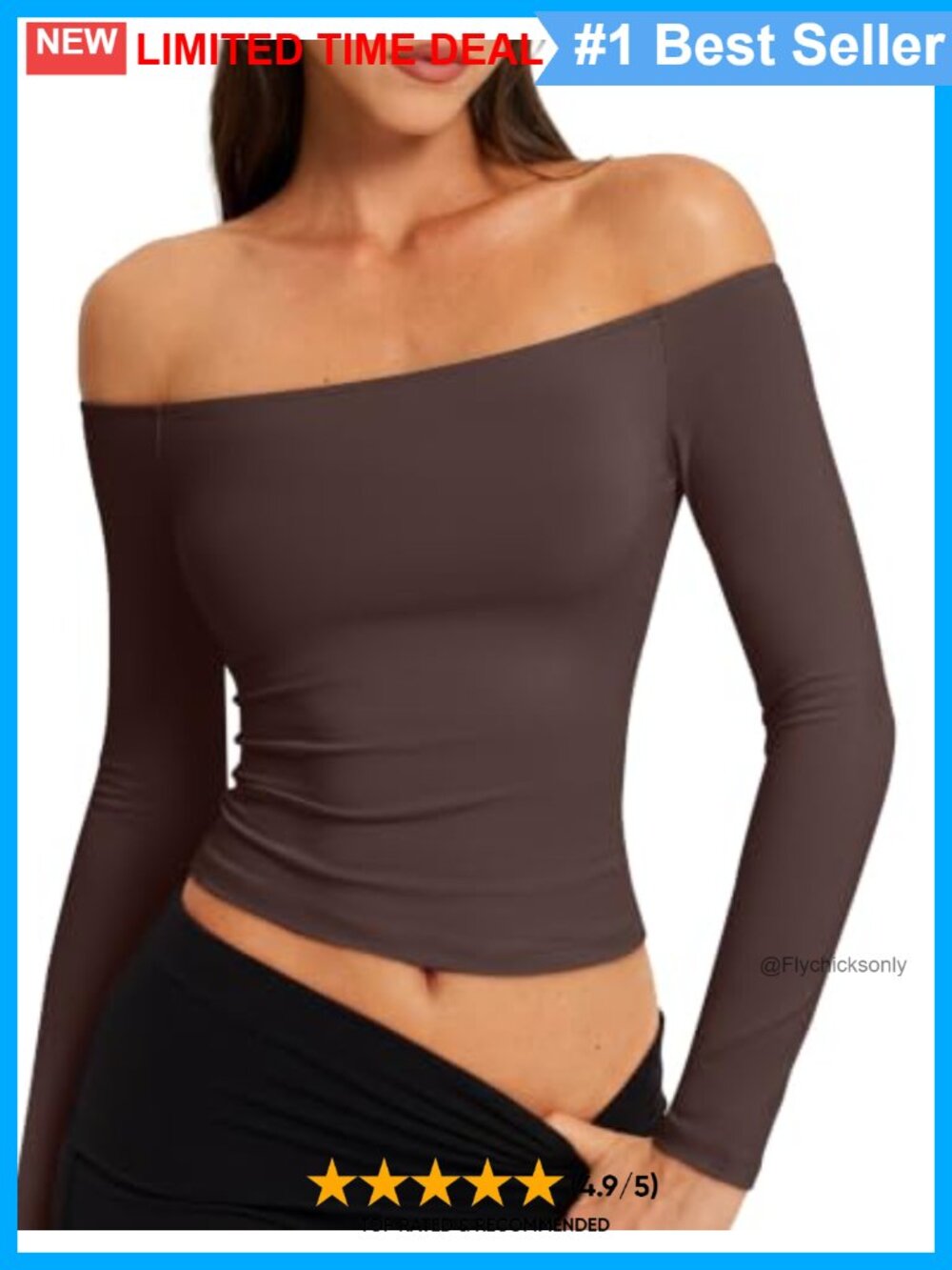 Off Shoulder Long Sleeve Built-in Bra Padded Yoga Workout Top
